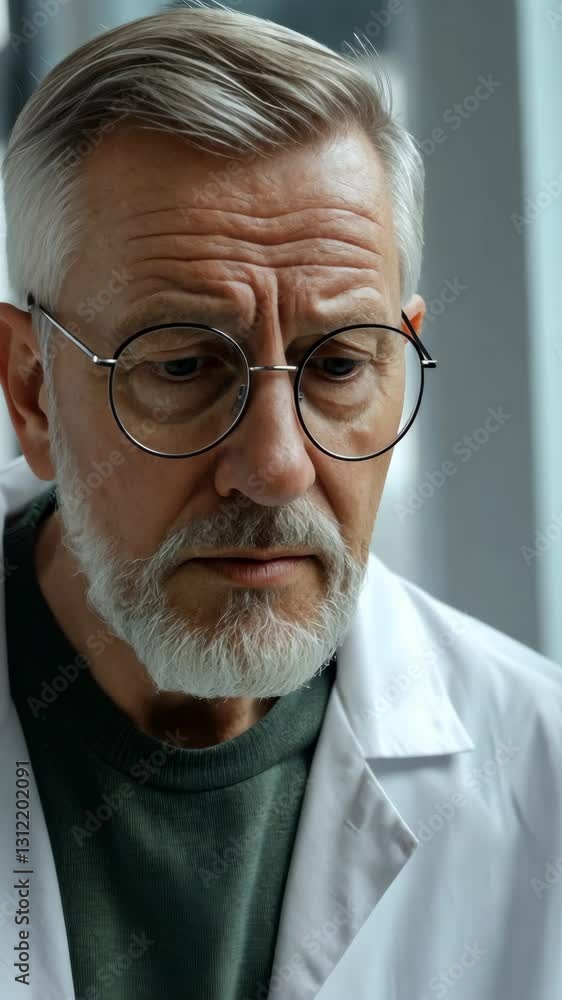 Poster an experienced scientist meticulously examines the intricate molecular structure within a laboratory