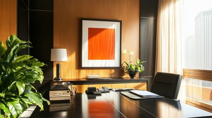 Modern Office Interior with Sunlit View