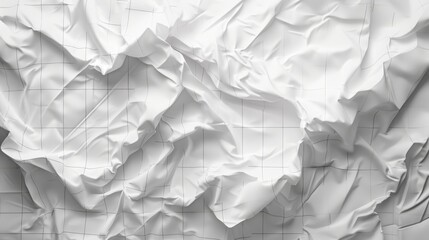 Obraz premium a highly detailed rendering of crumpled white paper with delicate grid lines