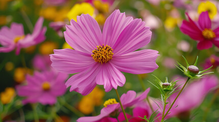 Fototapeta premium Cosmos flower blossom in garden