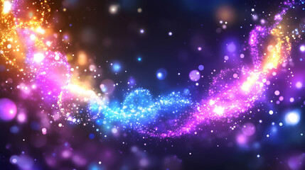 Fototapeta premium Colorful swirling galaxy with bokeh. Abstract, vibrant and dazzling