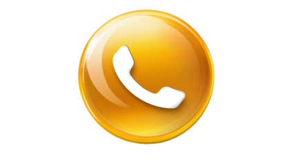 Golden Call Icon: Classic receiver inside a glowing amber orb, symbolizing connection and communication. Modern design with a retro feel.