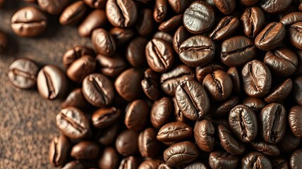 Aromatic Roasted Coffee Beans Background Close up Texture