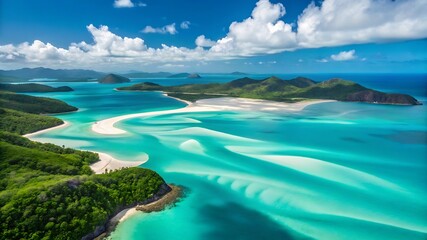 Aerial view of Whitehaven Beach, Whitsunday Islands, Australia