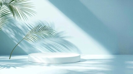 Ocean blue background enhances the simple elegance of a podium.