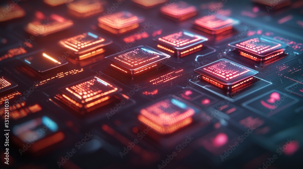Poster detailed close-up of a computer processor illustrating advanced technology and its role in modern co