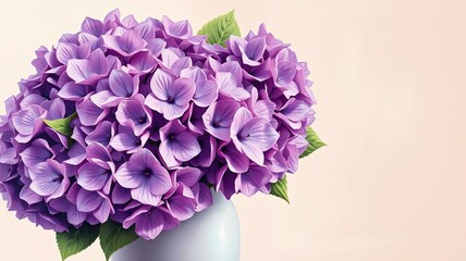 Obraz premium Stunning Purple Hydrangea Blooms in Vase Floral Still Life Spring Flowers