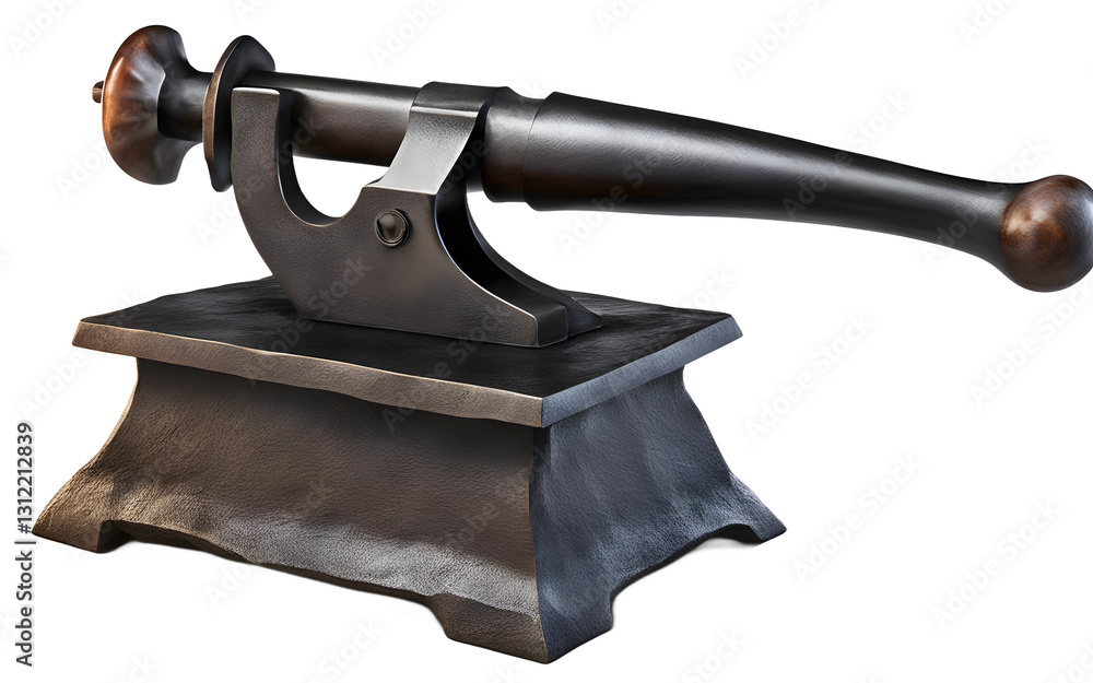 Poster A solid blacksmith’s anvil with a horn, isolated on a empty plain background