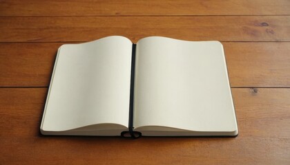 Fototapeta premium Open notebook mockup with pen and cup of coffee in cozy setting