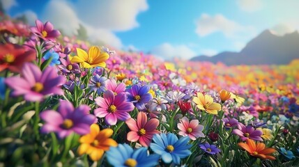 Nature's canvas filled with a spectrum of wildflower colors.