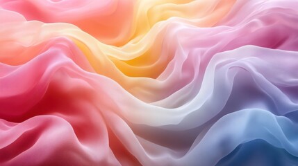 Soft Pastel Gradient Waves Pink, Blue and Orange Fabric Texture
