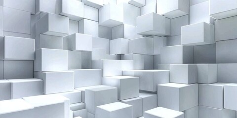 Obraz premium Vector illustration showcasing 3D white blocks and square elements.