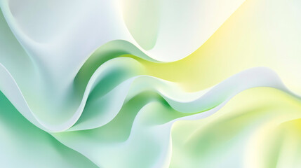 Obraz premium Soft abstract waves in pastel green and yellow colors