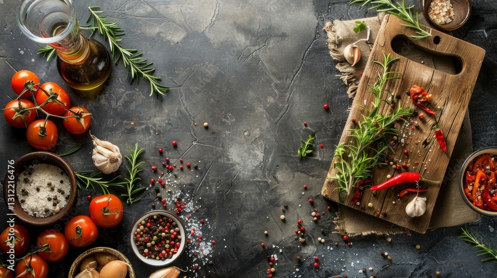 Poster culinary workspace with available copy space for personalized branding