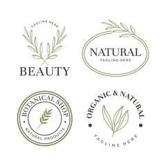 Set of botanical logo with leaves vector