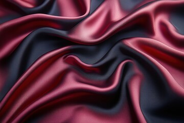 Obraz premium Luxurious Maroon and Black Silk Fabric Drape Elegant Texture Background