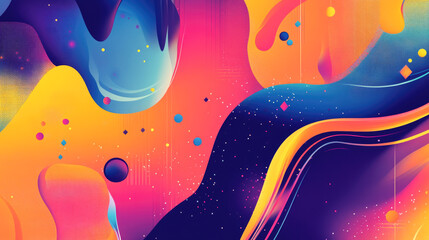Vibrant abstract digital art with colorful fluid shapes and dynamic patterns