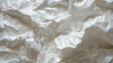 Obraz premium a piece of crumpled white paper with a delicate grid overlay, depicted in ultra-realistic detail. The folds and creases should be highlighted by soft lighting