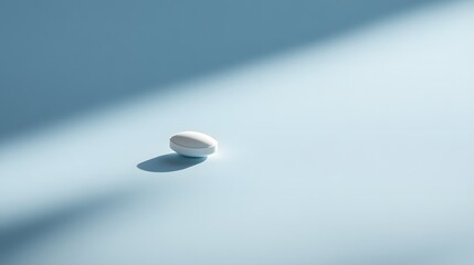 Single white pill sits in the blue light and shadow
