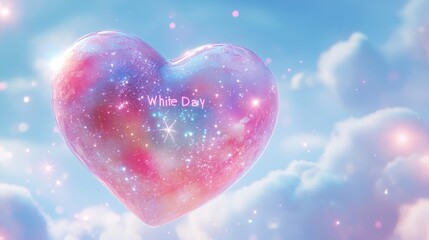 Fototapeta premium Ethereal Heart with Stardust for White Day Celebration