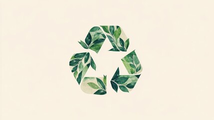 Green Leafy Recycle Sign Made with Natural Elements and Texture