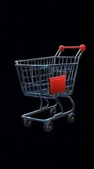 Red item in shopping cart, dark background
