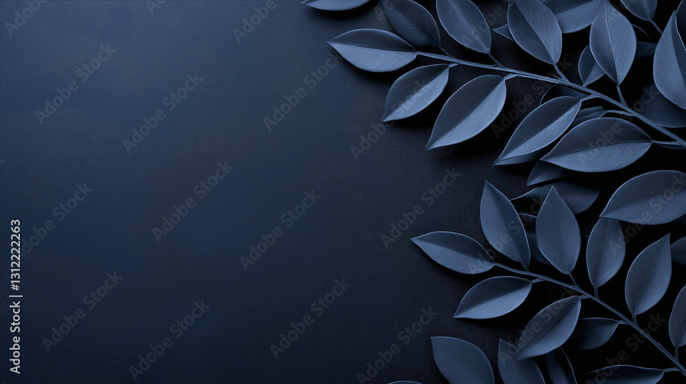 Poster dark nature background featuring abstract black leaves, creating serene and calming atmosphere. comp