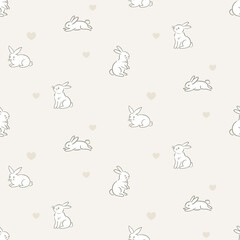 Vector Easter Bunny Seamless Pattern Background