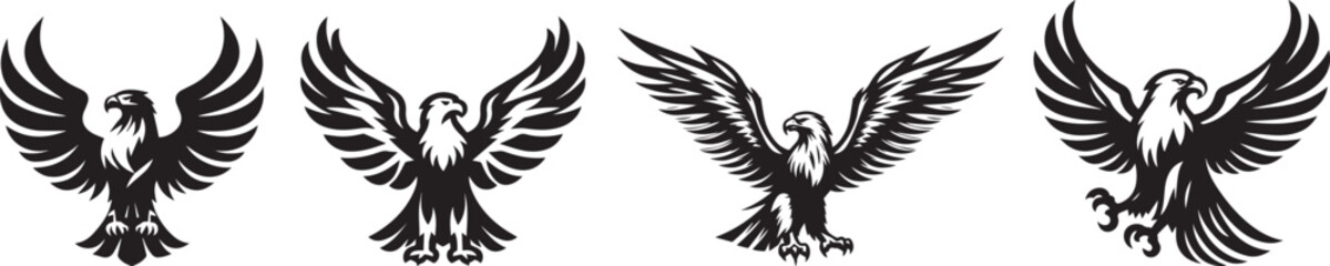 Vector Eagle Silhouettes on White Background