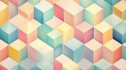 Obraz premium Pastel Cube Pattern Abstract Geometric Watercolor Background