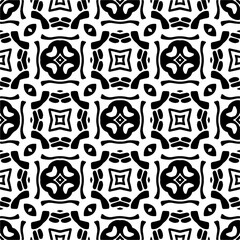 Black and white geometric seamless pattern with abstract shapes. Repeat pattern for fashion, textile design,  on wall paper, wrapping paper, fabrics and home decor.