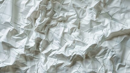 Obraz premium a piece of crumpled white paper with subtle grid lines, rendered in high realism. The texture should be lifelike