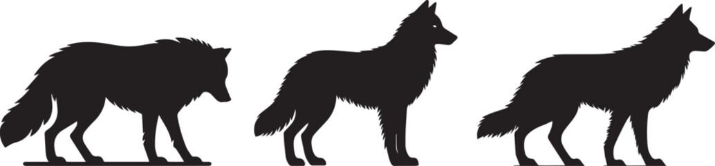 Wild Wolf Silhouettes Vector 