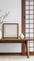 Minimalist Japanese-Style Interior Design with Wooden Table and Shoji Screen