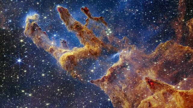 Flying Into Galaxy Deep Space Nebula Pillars Of Creation Birthing Millions Of Stars And Galaxies Looking Like The Hand Of God In The Universe