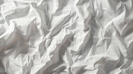 Obraz premium a piece of crumpled white paper with subtle grid lines, rendered in ultra-realistic detail. The texture and depth of the folds should be highlighted by soft lighting