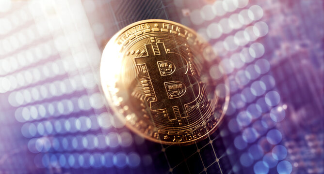 Criptomonedas y tecnolog&iacute;a Bitcoin.Monedero digital con bloque encriptado. Concepto de blockchain y moneda global. Transacciones econ&oacute;micas a trav&eacute;s de internet.