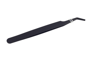 Black metal anti-static tweezers tool  isolated from background
