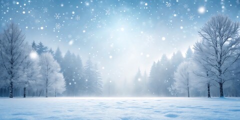 Naklejka premium Snowy winter landscape, serene winter wonderland scene.