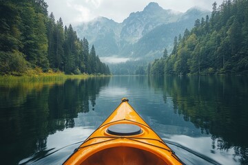 Symmetrical View of a Kayak on a Calm Lake