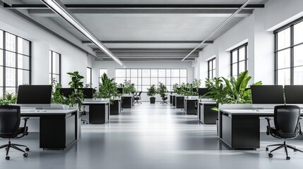 Fototapeta premium Modern open office space with plants