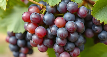 Juicy muscadine grapes with a thick skin. Southern and rustic look