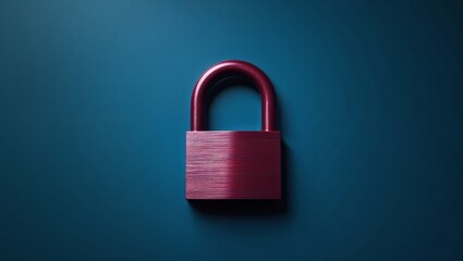 Fototapeta premium Red lock on blue background symbol of security privacy and data protection in the digital age