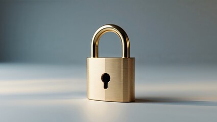 Naklejka premium Golden Padlock with Data Protection Theme