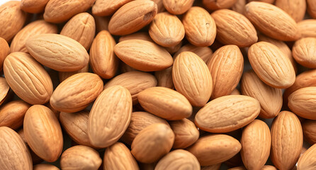 Fototapeta premium Soft brown almonds with a smooth texture. Nutty and nutritious aesthetic