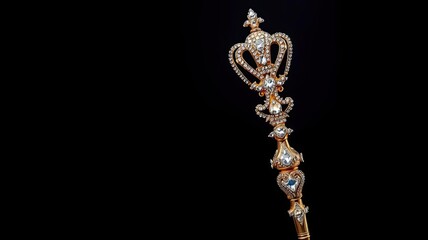 Fototapeta premium Regal Gold Scepter with Sparkling Diamonds Luxury Royal Ornament King s Sceptre