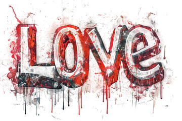 Vibrant Graffiti Love Design with Spray Paint Isolated on Transparent Background