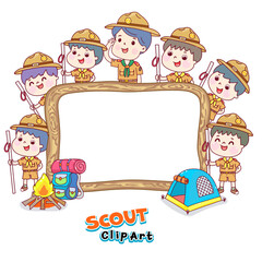 Cartoon Little Boy Scout Character.