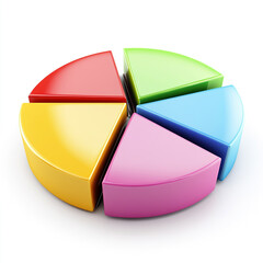 Obraz premium 3D pie chart with six colorful sections isolated on white background