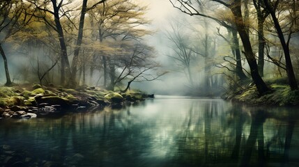 morning mist over the river